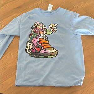 Mens Blue Graphic Long Sleeve Shirt Size medium - nwot